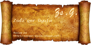 Zséger Gyula névjegykártya
